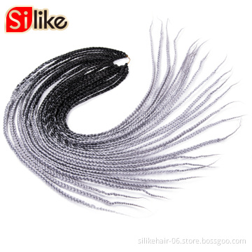Hot Selling Ombre Grey 24 inch 24 Roots/pack Heat Resistant Fiber Bulk Box Braid Crochet Synthetic Braiding Hair Extensions